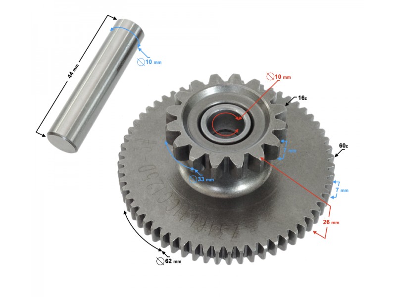 Large intermediate starter sprocket Bashan 200 Large intermediate starter sprocket Bashan 200