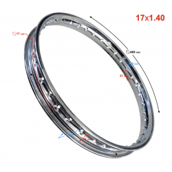 Wheel rim 17/1.40 - 36 spokes