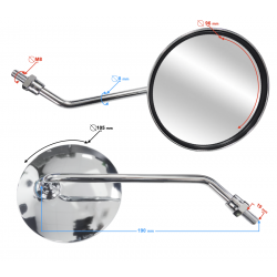 R + R mirrors ( thread diameter 8 mm) chrome