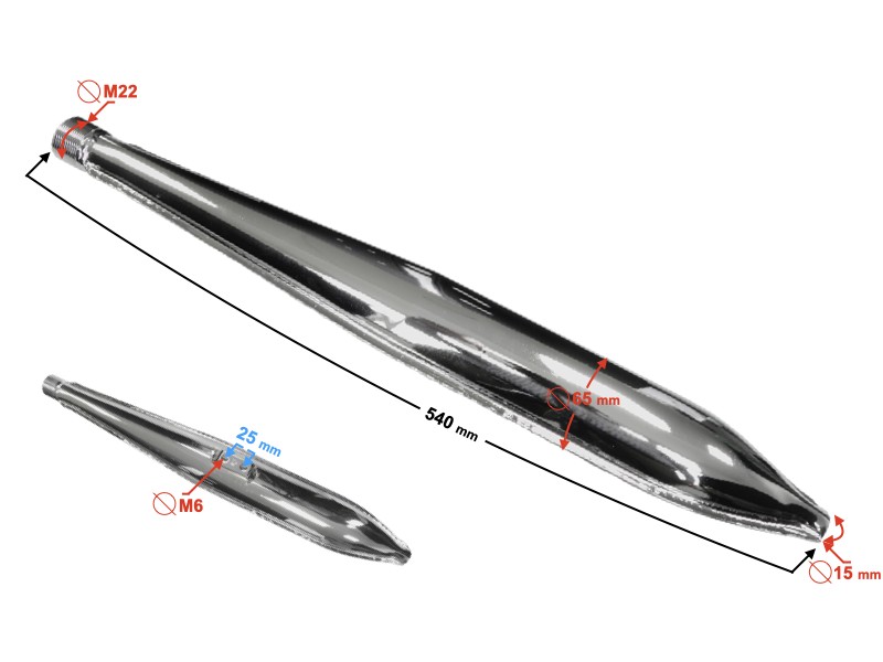 Muffler Romet-Komar, chrome