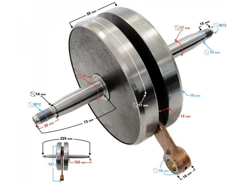 Crankshaft WSK 125 3,5 kg