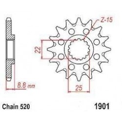 Pinion fata Beta '05-'25/ Gas Gas '21-25/ KTM '93-'25/ Husqvarna '14-'25 (11 dinti) JTF1901.11 Enduro Expert 124811EE