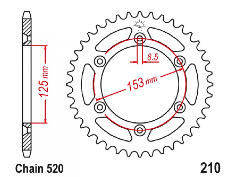 Pinion spate Beta 2T/4T RR 250/300/350/450 / XTrainer 250/300 '13-'20 (50 dinti) JTR210.50 Enduro Expert 21050EE