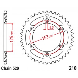 Pinion spate BETA 2T/4T RR/XTrainer '13-'20 (51 dinti) red JTR210.51 Enduro Expert RACING 21051RREE