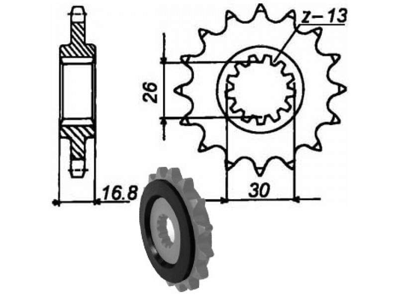 Pinion JT (fata)  16 dinti (utima bucata)
