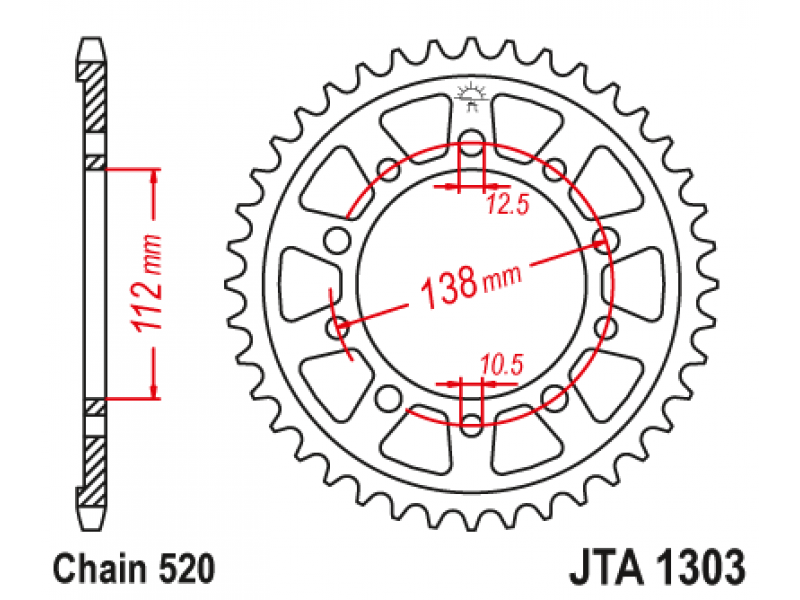Pinion JT (spate) Aluminiu JTA1303 45 dinti - CBR600/900-'00/R6-'02/R1'15 Pinion JT (spate) Aluminiu JTA1303 45 dinti - CBR600/900-'00/R6-'02/R1'15