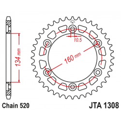 Pinion JT (spate) Aluminiu JTA1308 40 dinti - CBR600'01-/CBR1000RR Pinion JT (spate) Aluminiu JTA1308 40 dinti - CBR600'01-/CBR1000RR