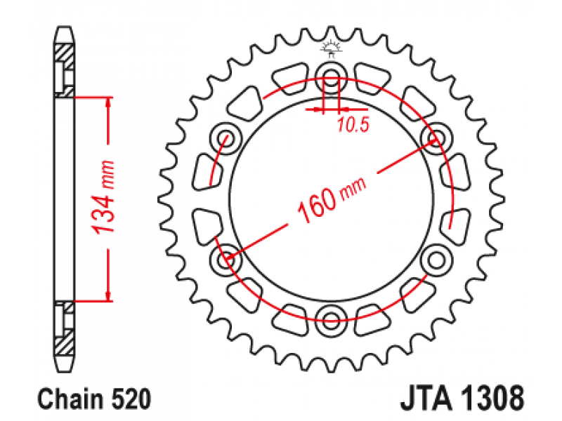 Pinion JT (spate) Aluminiu JTA1308 40 dinti - CBR600'01-/CBR1000RR Pinion JT (spate) Aluminiu JTA1308 40 dinti - CBR600'01-/CBR1000RR