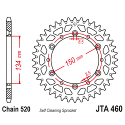Pinion JT (spate) Aluminiu JTA460 48 dinti - KX250/KX125/KX500 Pinion JT (spate) Aluminiu JTA460 48 dinti - KX250/KX125/KX500