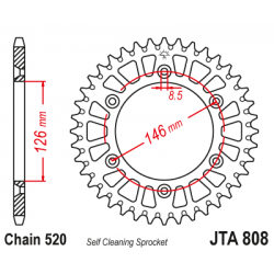 Pinion JT (spate) Aluminiu JTA808 43 dinti - Sonderz�hnezahl Pinion JT (spate) Aluminiu JTA808 43 dinti - Sonderz�hnezahl