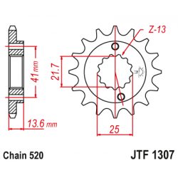 Pinion JT (fata) JTF1307RB (garnitura cauciuc)  15 dinti - ZX-6R/RR/ZX-636 '03-06 Pinion JT (fata) JTF1307RB (garnitura cauciuc)  15 dinti - ZX-6R/RR/ZX-636 '03-06