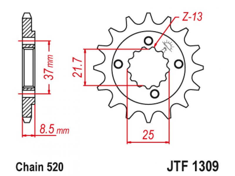 Pinion JT (fata) JTF1309 15 dinti - XR600R '91- . Pinion JT (fata) JTF1309 15 dinti - XR600R '91- .