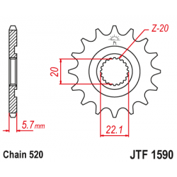 Pinion JT (fata) JTF1590  12 dinti - YZ250F'01/WR250F'01- . Pinion JT (fata) JTF1590  12 dinti - YZ250F'01/WR250F'01- .