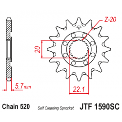 Pinion JT MX (fata) JTF1590SC  13 dinti - YZ125'05-/YZ250F'01-/WR250 Pinion JT MX (fata) JTF1590SC  13 dinti - YZ125'05-/YZ250F'01-/WR250
