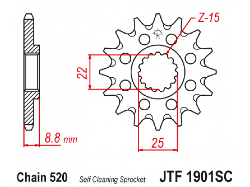 Pinion JT MX (fata) JTF1901SC  13 dinti - KTM EXC/SX/SX-F
