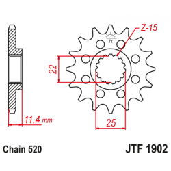 Pinion JT (fata) JTF1902RB (garnitura cauciuc)  16 dinti - KTM 620EGSE/LSE 625SXC 640LC4 Pinion JT (fata) JTF1902RB (garnitura cauciuc)  16 dinti - KTM 620EGSE/LSE 625SXC 640LC4