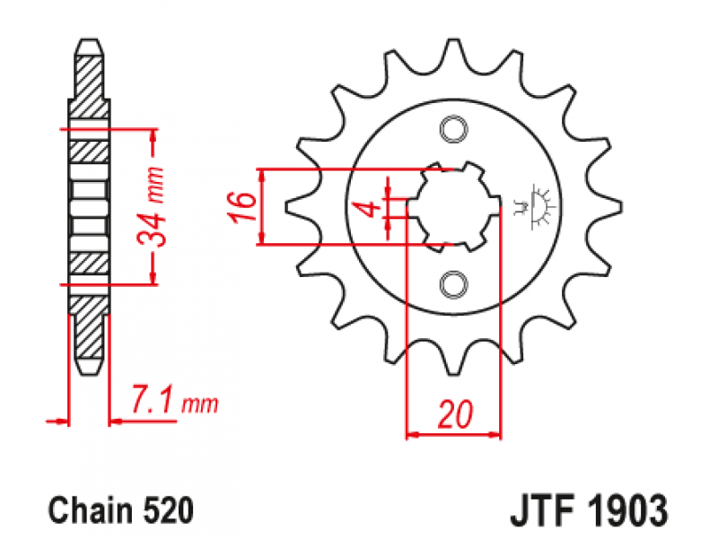 Pinion JT (fata) JTF1903  14 dinti - KTM Duke125/200 / RC125/200