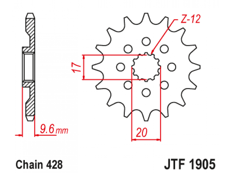 Pinion JT (fata) JTF1905  13 dinti - KTM SX85 Husq TC85 '18-