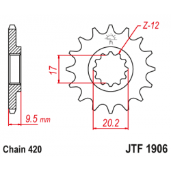 Pinion JT (fata) JTF1906  12 dinti - KTM SX60/SX65 '98-'03 Pinion JT (fata) JTF1906  12 dinti - KTM SX60/SX65 '98-'03