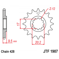 Pinion JT (fata) JTF1907 14 dinti - KTM SX85'04-/ SX105/XC105'07- Pinion JT (fata) JTF1907 14 dinti - KTM SX85'04-/ SX105/XC105'07-