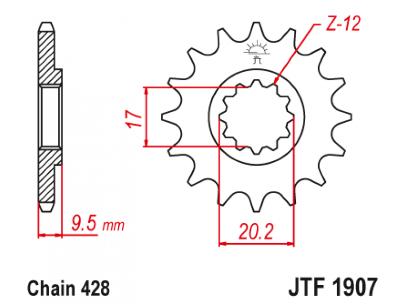 Pinion JT (fata) JTF1907 14 dinti - KTM SX85'04-/ SX105/XC105'07- Pinion JT (fata) JTF1907 14 dinti - KTM SX85'04-/ SX105/XC105'07-