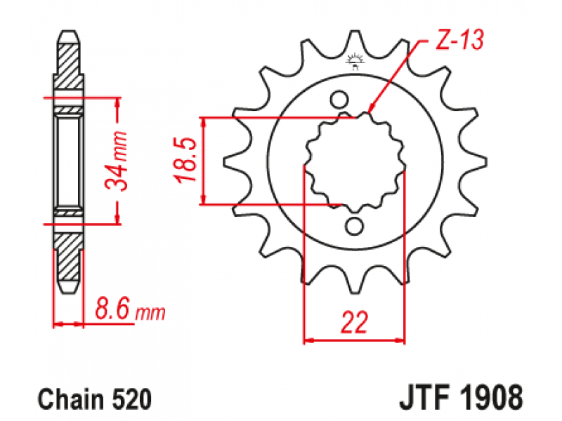Pinion JT (fata) JTF1908  14 dinti - KTM Duke 390 '13-