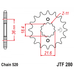 Pinion JT (fata) JTF280  13 dinti - NX250 Dominator Pinion JT (fata) JTF280  13 dinti - NX250 Dominator