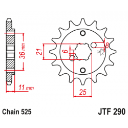 Pinion JT (fata) JTF290  15 dinti - XBR500 '85-86 Pinion JT (fata) JTF290  15 dinti - XBR500 '85-86