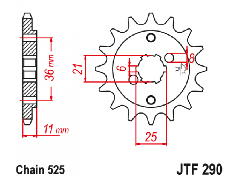 Pinion JT (fata) JTF290  15 dinti - XBR500 '85-86