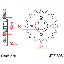 Pinion JT (fata) JTF306  15 dinti - NX500/650Dom'-88 Pinion JT (fata) JTF306  15 dinti - NX500/650Dom'-88