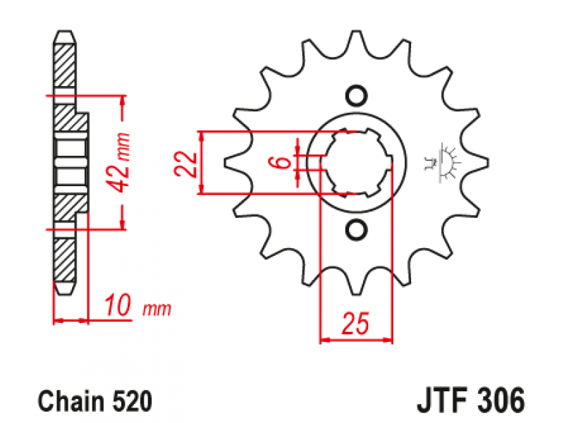 Pinion JT (fata) JTF306  15 dinti - NX500/650Dom'-88