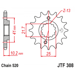 Pinion JT (fata) JTF308  13 dinti - FMX650  . Pinion JT (fata) JTF308  13 dinti - FMX650  .