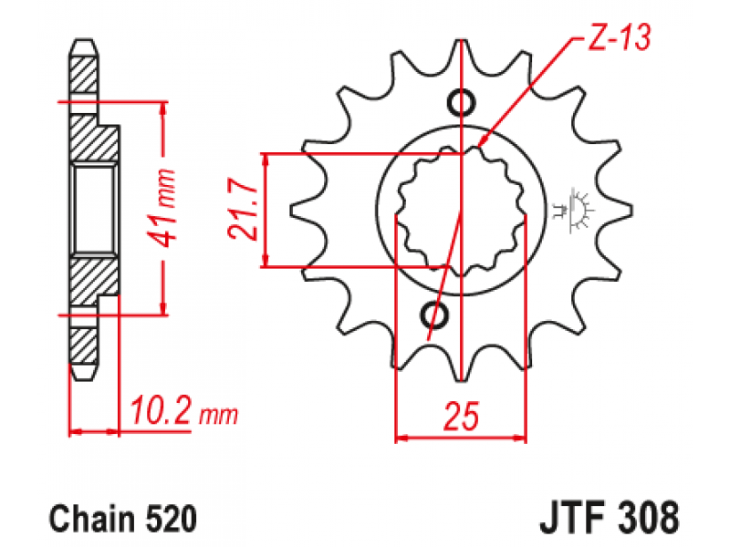 Pinion JT (fata) JTF308  14 dinti - FMX650 '05-/FX650 VIGOR