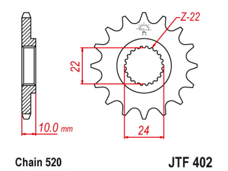 Pinion JT (fata) JTF402 15 dinti - F650/Pegaso Pinion JT (fata) JTF402 15 dinti - F650/Pegaso