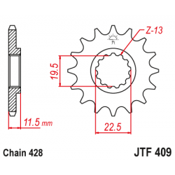 Pinion JT (fata) JTF409  14 dinti - DR-Z125/DR-Z125L '03- Pinion JT (fata) JTF409  14 dinti - DR-Z125/DR-Z125L '03-