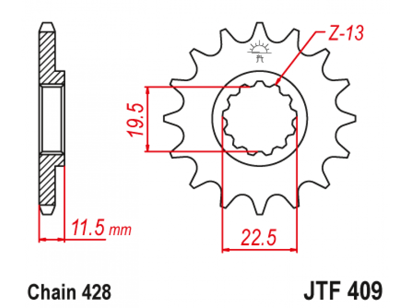 Pinion JT (fata) JTF409  15 dinti - DR-Z125/DR-Z125L '03-