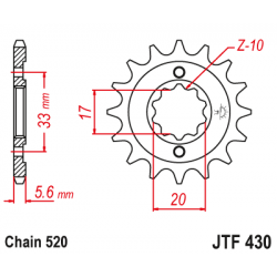 Pinion JT (fata) JTF430  12 dinti - KXF250'04-/RMZ250'04-05 Pinion JT (fata) JTF430  12 dinti - KXF250'04-/RMZ250'04-05