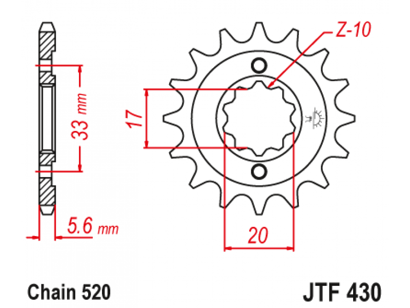 Pinion JT (fata) JTF430  13 dinti - KXF250'04-/RMZ250'04-05