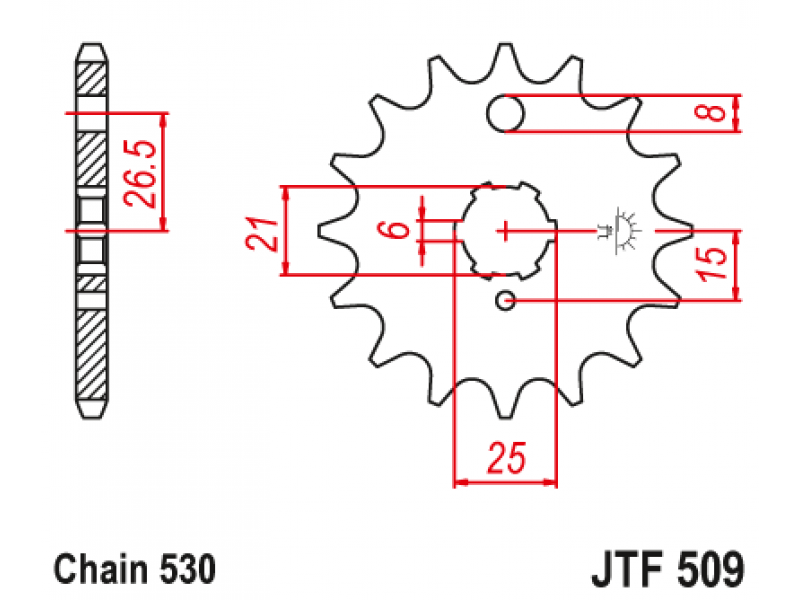 Pinion JT (fata) JTF509 15 dinti - Z440LTD/Z400 Pinion JT (fata) JTF509 15 dinti - Z440LTD/Z400