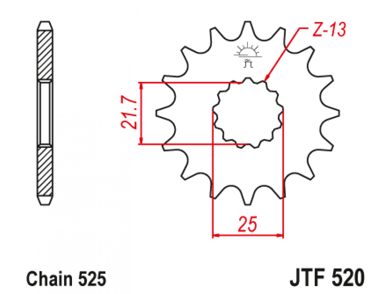 Pinion JT (fata) JTF520RB (garnitura cauciuc)  16 dinti - TDM850/GSR600/GSXR600/750/ZR7