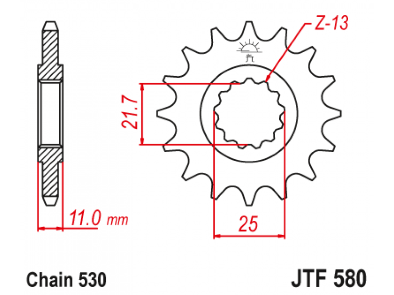 Pinion JT (fata) JTF580RB (garnitura cauciuc)  17 dinti - FZX750 & YZF1000/FZR1000 530