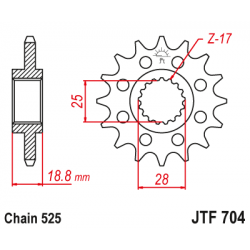 Pinion JT (fata) JTF704  16 dinti - Apr1000RSV/SL/RST'01-/F800GS Pinion JT (fata) JTF704  16 dinti - Apr1000RSV/SL/RST'01-/F800GS