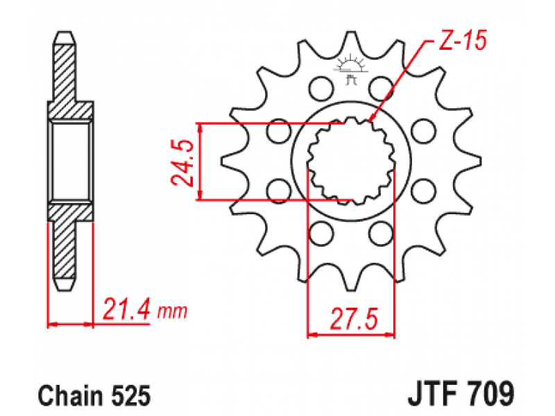 Pinion JT (fata) JTF709RB (garnitura cauciuc)  16 dinti - Apr SL750 Shiver / Dorsoduro
