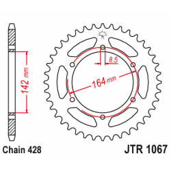 Pinion JT (spate) JTR1067 52 dinti - Hyosung GT125