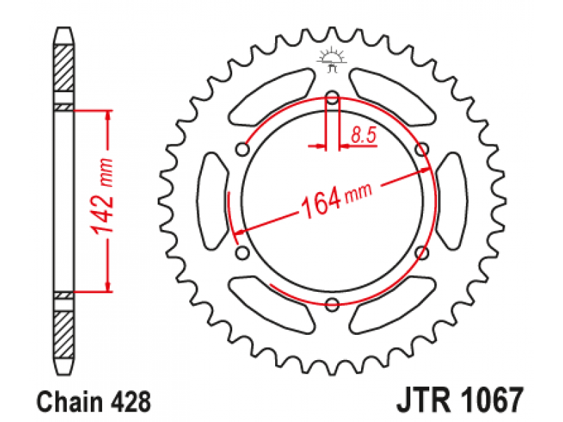 Pinion JT (spate) JTR1067 52 dinti - Hyosung GT125 Pinion JT (spate) JTR1067 52 dinti - Hyosung GT125