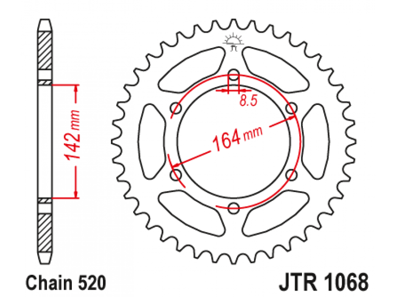 Pinion JT (spate) JTR1068 46 dinti - Hyosung GT250 Pinion JT (spate) JTR1068 46 dinti - Hyosung GT250
