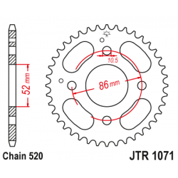 Pinion JT (spate) JTR1071 30 dinti - Kymco MXer 50/150 Pinion JT (spate) JTR1071 30 dinti - Kymco MXer 50/150
