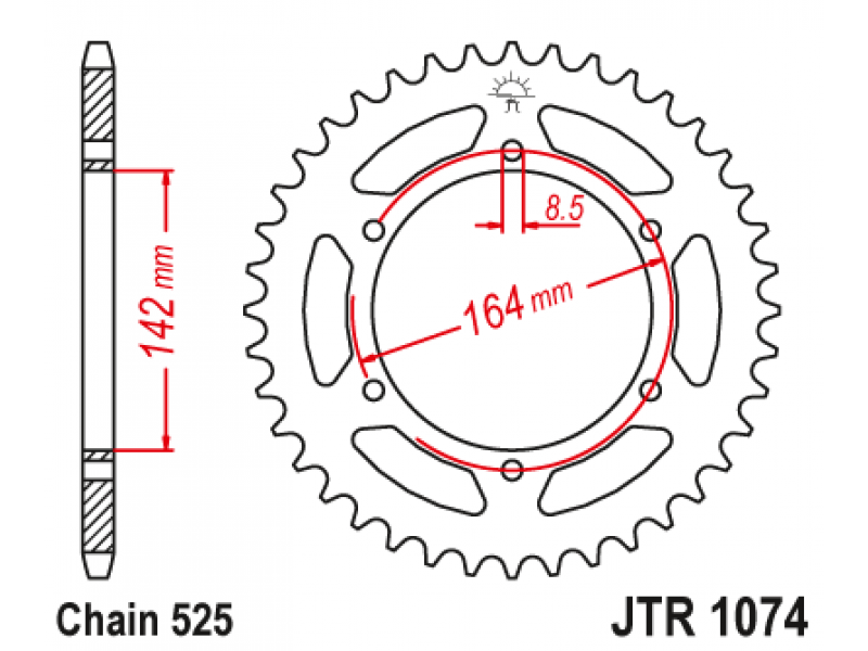 Pinion JT (spate) JTR1074 44 dinti - Hyosung GT650 Pinion JT (spate) JTR1074 44 dinti - Hyosung GT650