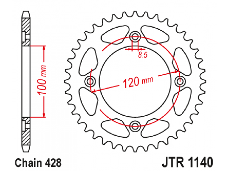 Pinion JT (spate) JTR1140 54 dinti - Beta 125 RR Enduro '13-15 Pinion JT (spate) JTR1140 54 dinti - Beta 125 RR Enduro '13-15
