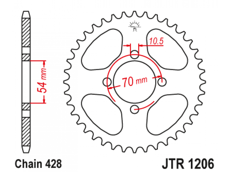 Pinion JT (spate) JTR1206 42 dinti - CBR125R '04- Pinion JT (spate) JTR1206 42 dinti - CBR125R '04-